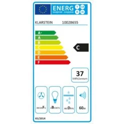 Lorea 60 Dunstabzugshaube Inklusive 2 X Aktivkohlefilter Schwarz -Einrichtungsgeschäft 60002201 energy label