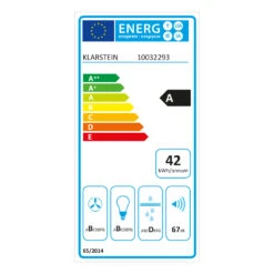 Sabia 60 Dunstabzugshaube | 60cm | 600 M³/h | Energieeffizienzklasse A | Inklusive 2 X Aktivkohlefilter -Einrichtungsgeschäft 60002217 energy label