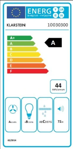 Skycook Dunstabzugshaube Umluftset 60cm 640m³/h Glas Edelstahl -Einrichtungsgeschäft 60002313 energy label