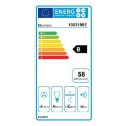 Annabelle 60 Dunstabzugshaube Umluftset 595 M³/h Touch-Armatur Schwarz -Einrichtungsgeschäft 60002315 energy label