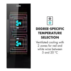 Barossa 77 Duo Weinkühlschrank-Set 2 Zonen 191L/77Fl. Weinglasregal -Einrichtungsgeschäft 60002418 yy 0006 logo Klarstein Barossa 77 Duo Weinkuehlschrank schwarz