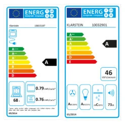 Klarstein Kalahari Limelight Einbau-Set Backofen + Abzugshaube 68Ltr 600 M³/h Schwarz Edelstahl -Einrichtungsgeschäft 60002587 energy label