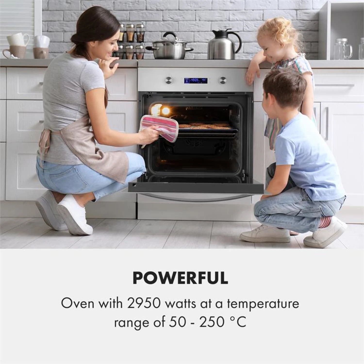 Gusteau Remy Einbau-Set Backofen + Einbau-Haube 2950W Weiß Edelstahl 4 Gusteau Remy Einbau-Set Backofen + Einbau-Haube 2950W Weiß Edelstahl – Bild 2